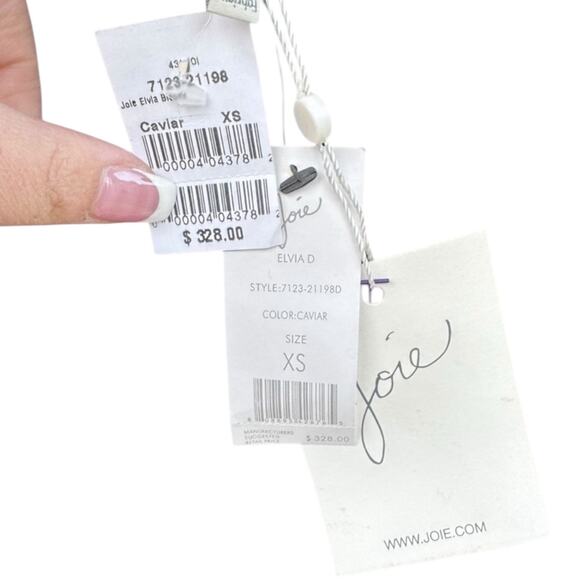 117.JOIE | NWT Joie Women's Elvia D Lace 3/4 Sleeve Caviar Zippered Top XS $328 - Picture 7 of 9